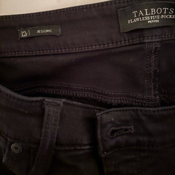 Talbots Jeans Women's 12P Petite Flawless 5-Pocket Black Slim Ankle Jeggings - Picture 2 of 4